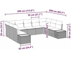 Sodo Sofų Rinkinys 5 pcs Bežinė ir šviesiai pilka Poliratanas