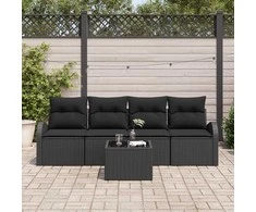 Sodo Sofų Rinkinys su saugykla 5 pcs Juoda poliratanas