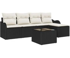 Lauko baldų komplektas Sodo Sofų Rinkinys 6 pcs Juoda poliratanas