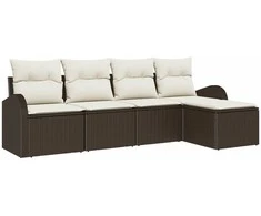 Lauko baldų komplektas Sodo Sofų Rinkinys 5 pcs Ruda poliratanas