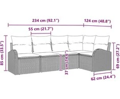 Sodo Sofų Rinkinys 5 vnt. Ruda ir balta poliratanas