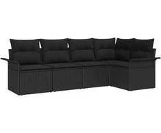Lauko baldų komplektas Sodo Sofų Rinkinys su saugykla 5 pcs Juoda poliratanas