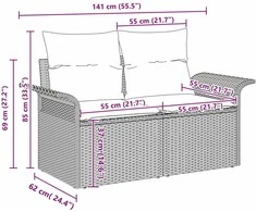 Sodo Sofų Rinkinys 5 vnt. Šviesiai pilka poliratanas