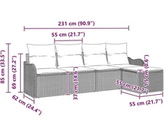 Sodo Sofų Rinkinys 5 vnt. Juoda poliratanas