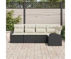 Sofos komplektas su pagalve 5 pcs Juoda Poliesteris