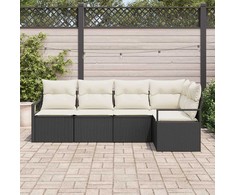 Lauko baldų komplektas Sofos komplektas su pagalve 5 pcs Juoda poliratanas
