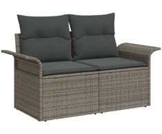 Lauko baldų komplektas Sodo Sofų Rinkinys su pagalve 5 pcs Pilka Poli ratanas