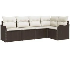 Lauko baldų komplektas Sodo Sofų Rinkinys su saugykla 5 pcs Ruda poliratanas