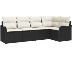 Lauko baldų komplektas Sodo Sofų Rinkinys su saugykla 5 pcs Juoda poliratanas