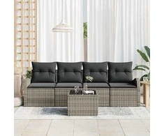 Sodo Sofų Rinkinys 5 pcs 4-Seater Pilka poliratanas