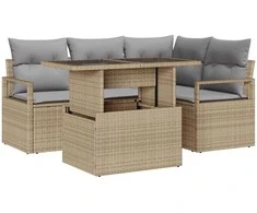 Sodo Sofų Rinkinys 5 pcs smėlio ir šviesiai pilkos spalvos