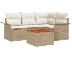 Sofa Sodo Sofų Rinkinys 5 pcs Bežinė ir kreminė poliratanas