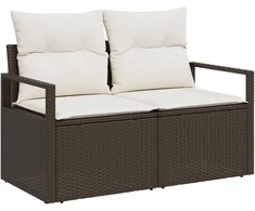 Lauko baldų komplektas Sofos komplektas su pagalve 6 pcs Ruda poliratanas