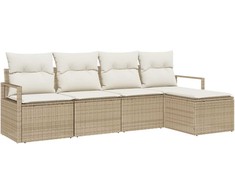 Lauko baldų komplektas Sofos komplektas 5 pcs Smėlio poliratanas