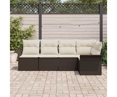 Lauko baldų komplektas Sodo Sofų Rinkinys su saugykla 5 pcs Ruda poliratanas