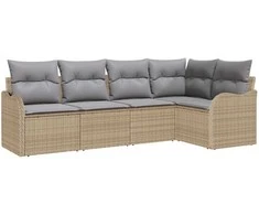 Lauko baldų komplektas Sodo Sofų Rinkinys su saugykla 5 pcs Smėlio poliratanas