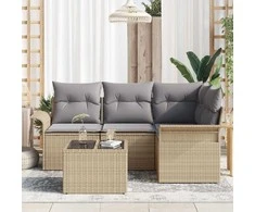 Lauko baldų komplektas Sodo Sofų Rinkinys su saugykla 5 pcs Smėlio poliratanas