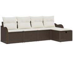 Lauko baldų komplektas Sodo Sofų Rinkinys su pagalve 5 pcs Ruda Poli ratanas