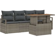 Sodo Sofų Rinkinys su pagalve 5 pcs Pilka