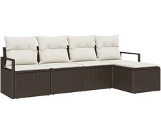 Lauko baldų komplektas Sofos komplektas 5 pcs Ruda poliratanas