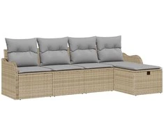 Sodo Sofų Rinkinys 5 pcs smėlio ir šviesiai pilkos spalvos