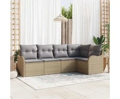 Lauko baldų komplektas Sodo Sofų Rinkinys su saugykla 5 pcs Smėlio poliratanas