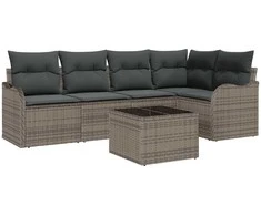 Lauko baldų komplektas Sodo Sofų Rinkinys su pagalve 6 pcs Pilka Poli ratanas