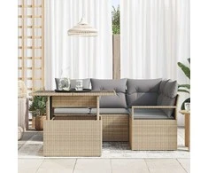 Sodo Sofų Rinkinys 5 pcs smėlio ir šviesiai pilkos spalvos