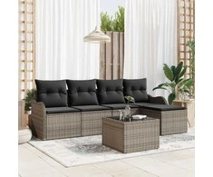 Lauko baldų komplektas Sodo Sofų Rinkinys 6 pcs Pilka poliratanas