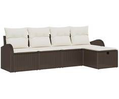 Sodo Sofų Rinkinys su pagalve 5 pcs Ruda Poli ratanas