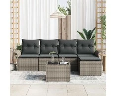 Lauko baldų komplektas Lauko sofa su pagalve 6 pcs Pilka poliratanas
