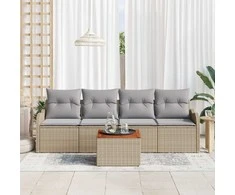 Lauko baldų komplektas Sodo Sofų Rinkinys su pagalve 5 pcs Smėlio poliratanas
