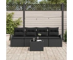 Sodo Sofų Rinkinys Juoda 55 x 55 x 37 cm poliratanas