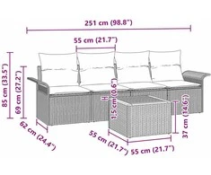 Sodo Sofų Rinkinys 5 vnt. Juoda poliratanas