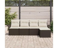 Lauko baldų komplektas Sodo Sofų Rinkinys su pagalve 5 pcs Ruda poliratanas