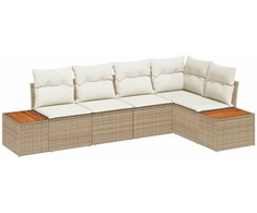 Lauko baldų komplektas Sodo Sofų Rinkinys su pagalve 5 pcs Smėlio Poli ratanas