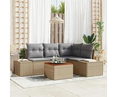 Lauko baldų komplektas Sodo Sofų Rinkinys 5 pcs Bežinė ir šviesiai pilka poliratanas