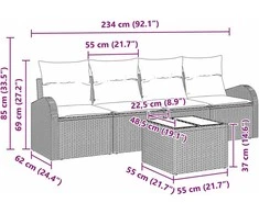 Sodo Sofų Rinkinys Ruda 55 x 55 x 37 cm poliratanas