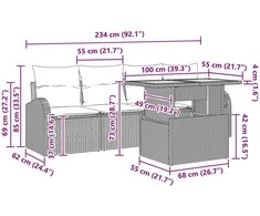 Sodo Sofų Rinkinys 5 vnt. Smėlio Poli ratanas