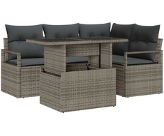 Lauko baldų komplektas Sodo Sofų Rinkinys su pagalve 5 pcs Pilka Poli ratanas