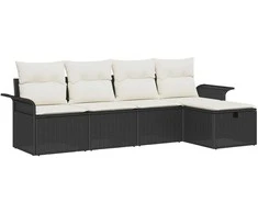 Sodo Sofų Rinkinys su pagalve 5 pcs Juoda Poli ratanas