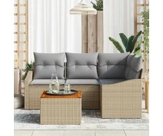 Lauko baldų komplektas Sodo Sofų Rinkinys su pagalve 5 pcs Smėlio poliratanas