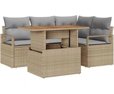 Sodo valgomojo komplektas su pagalve 5 pcs Bežinė ir pilka