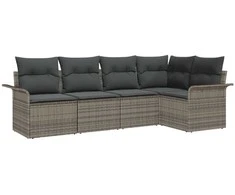 Lauko baldų komplektas Sodo Sofų Rinkinys su saugykla 5 pcs Pilka poliratanas
