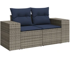 5 dalių sodo sofų komplektas su pagalvėlėmis, pilkas, poliratanas