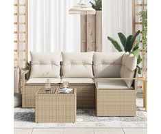Lauko baldų komplektas Sofos komplektas 5 pcs Smėlio poliratanas