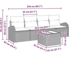 Sodo Sofų Rinkinys 5 pcs 4-Seater Bežinė ir kreminė poliratanas