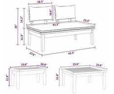 Sodo Sofų Rinkinys 5 pcs Ruda ir grietinėlė