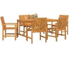 Sodo valgomojo komplektas 6 pcs Ruda Kietos akacijos mediena