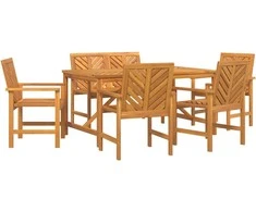 Sodo valgomojo komplektas 6 pcs Ruda Kietos akacijos mediena